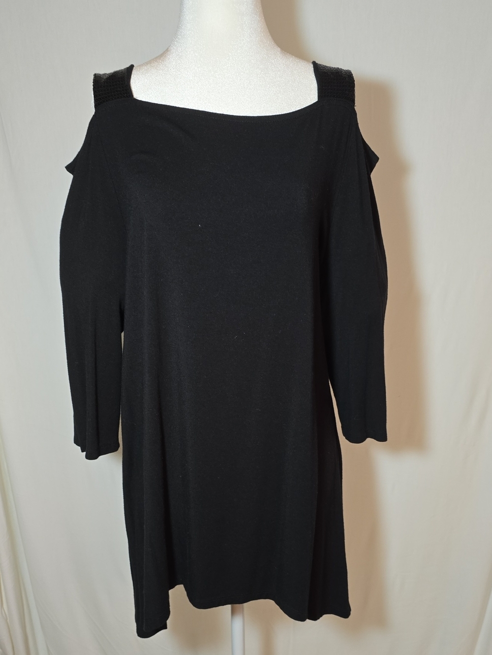 Belle Black Cold-Shoulder Dress with Iridescent Straps